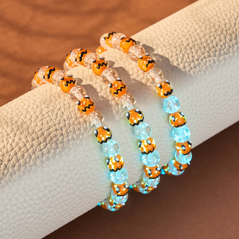 Glittering Gourds | Silver | Firefly Glass Pumpkin Bracelet