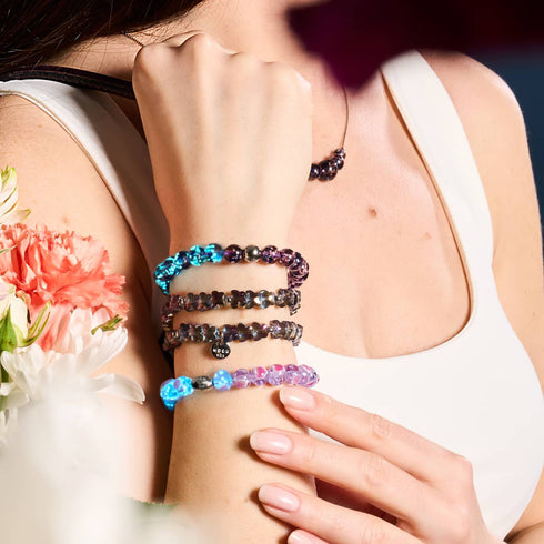 Purple x Pink | .925 Sterling Silver | Firefly Glass Love Bracelet