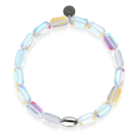 Rainbow Supernova | .925 Sterling Silver | Galaxy Glass Pebble Bracelet