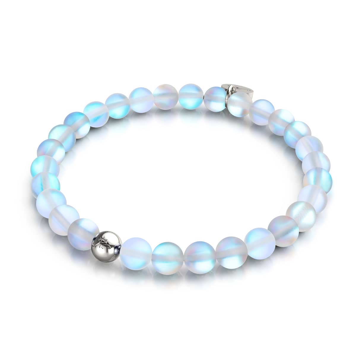 Rainbow White | Silver | Mermaid Glass Bead Bracelet