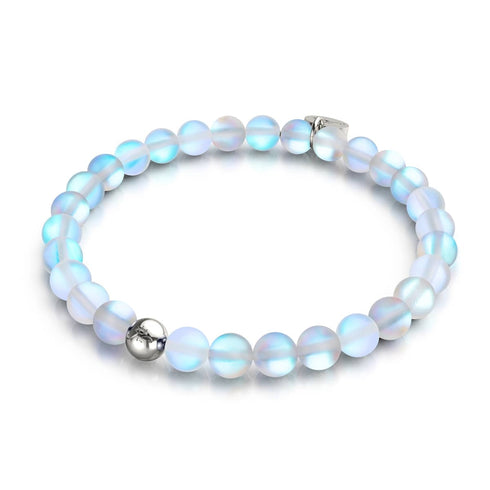 Rainbow White | Silver | Mermaid Glass Bead Bracelet