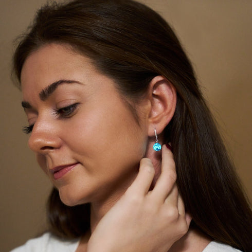 Lapis Flame | .925 Sterling Silver | Firefly Glass Huggie Earrings