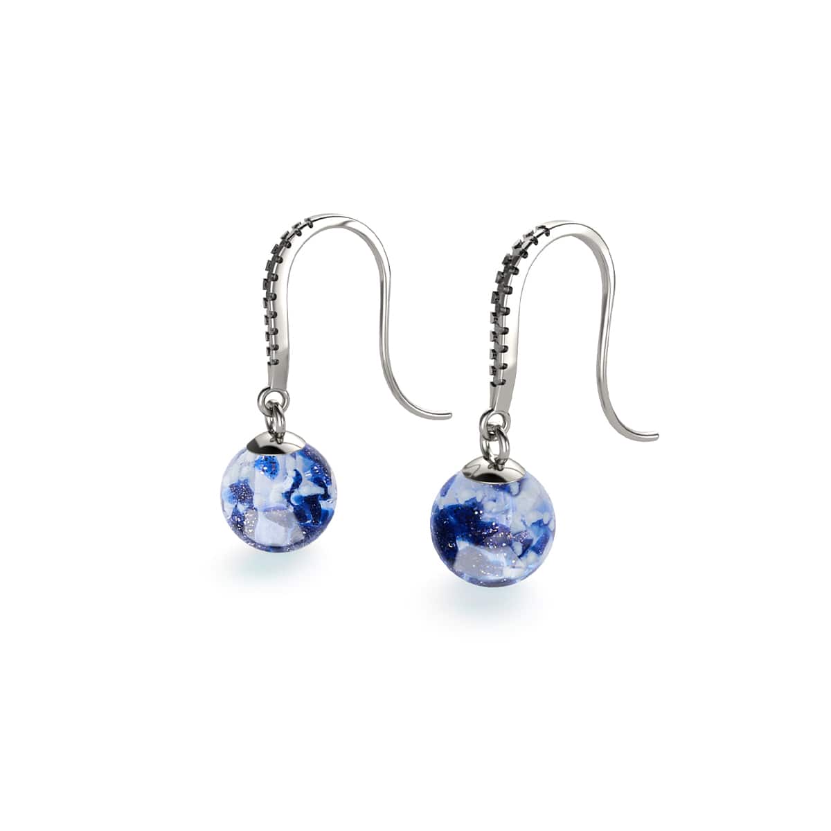 Lapis Flame | .925 Sterling Silver | Firefly Glass Huggie Earrings