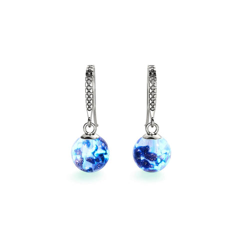 Lapis Flame | .925 Sterling Silver | Firefly Glass Huggie Earrings