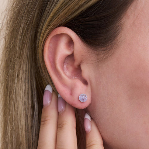 Lilac | .925 Sterling Silver | Mini Firefly Glass Stud Earrings