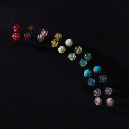 Lilac | .925 Sterling Silver | Mini Firefly Glass Stud Earrings