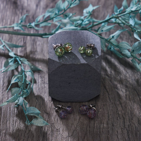 Lilac | .925 Sterling Silver | Mini Firefly Glass Stud Earrings