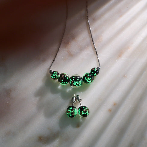 Obsidian | .925 Sterling Silver | Firefly Glass Stud Earrings