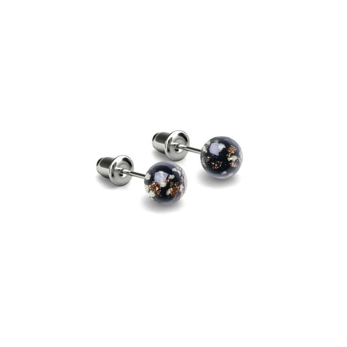 Obsidian | .925 Sterling Silver | Mini Firefly Glass Stud Earrings