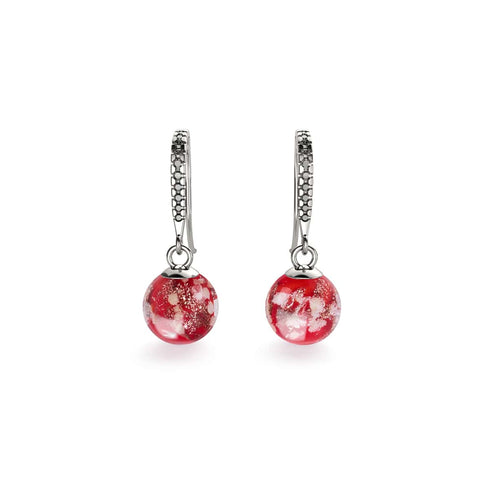 Ruby | .925 Sterling Silver | Firefly Glass Huggie Earrings