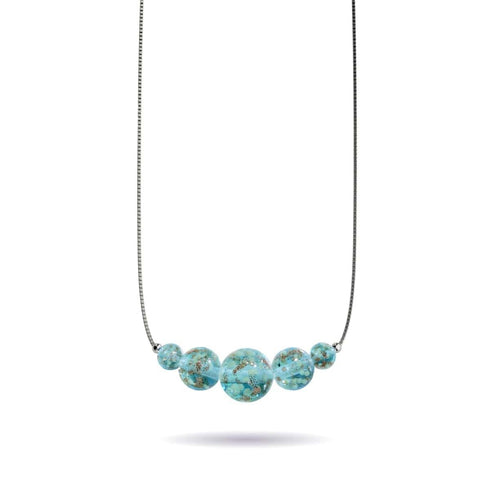 Arctic Blue | .925 Sterling Silver | Firefly Glass Infinity Clasp Necklace