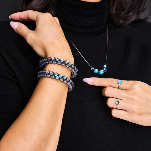 Milky Way | Silver | Double Galaxy Glass Bracelet