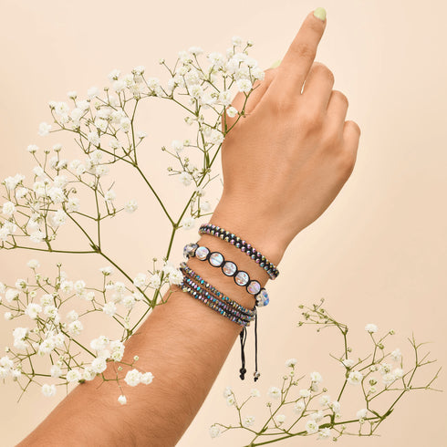 Neon Black | Rainbow Supernova | Silver | Galaxy Glass Charmballa Bracelet