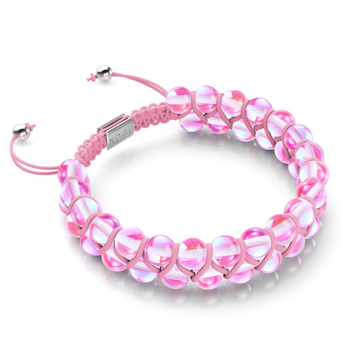 Pink Nebula | Silver | Double Galaxy Glass Bracelet