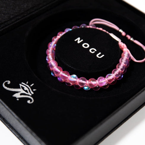 Pink Nebula | Silver | Double Galaxy Glass Bracelet