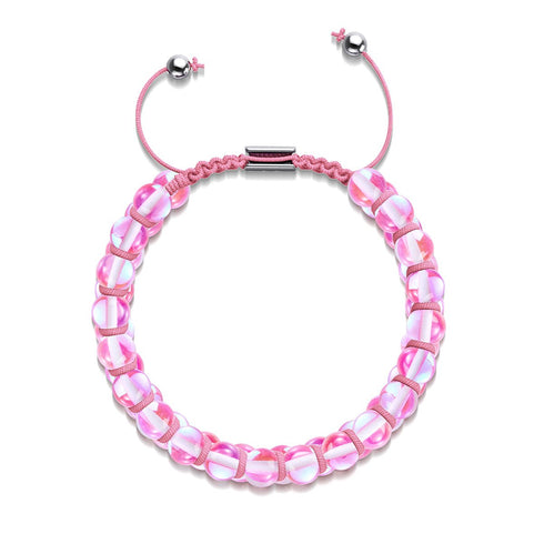 Pink Nebula | Silver | Double Galaxy Glass Bracelet