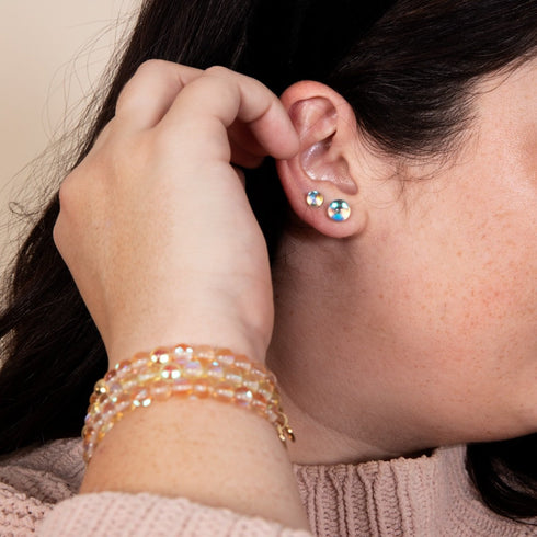 Rainbow Supernova | .925 Sterling Silver | Galaxy Glass Stud Earrings