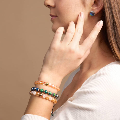 Rose Chrome x Caramel Glitter Glass Bracelet