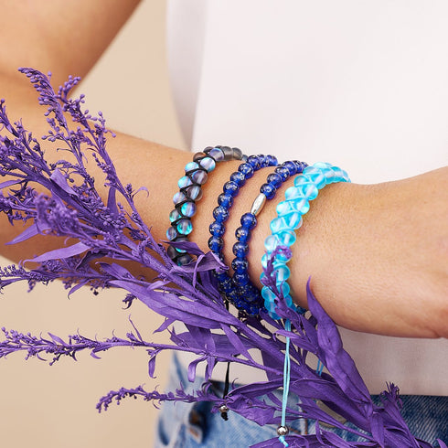 Grey | Silver | Double Mermaid Glass Bracelet