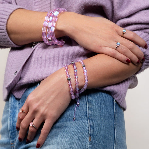 Lavender | Silver | Mermaid Glass Bead Bracelet