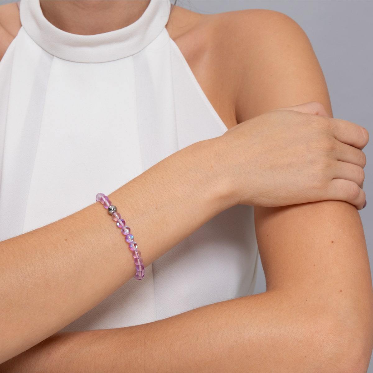 Lavender | Silver | Mermaid Glass Bead Bracelet