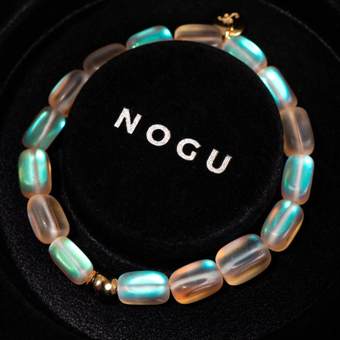 Peach | .925 Sterling Silver Gold Vermeil | Mermaid Glass Pebble Bracelet