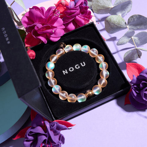 Peach | Gold | Mermaid Glass Statement Bracelet