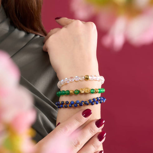 Rainbow White | Gold | Mermaid Glass Bead Bracelet