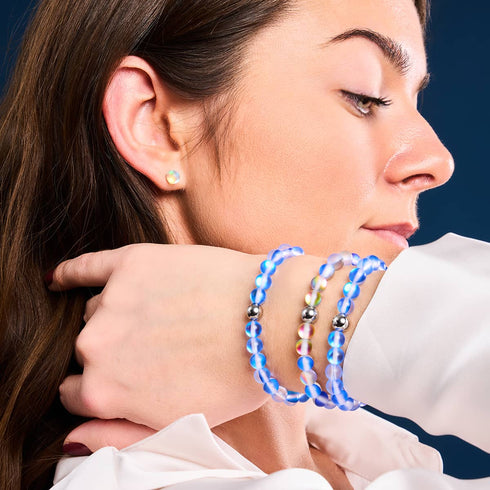 Sapphire | Silver | Mermaid Glass Bead Bracelet