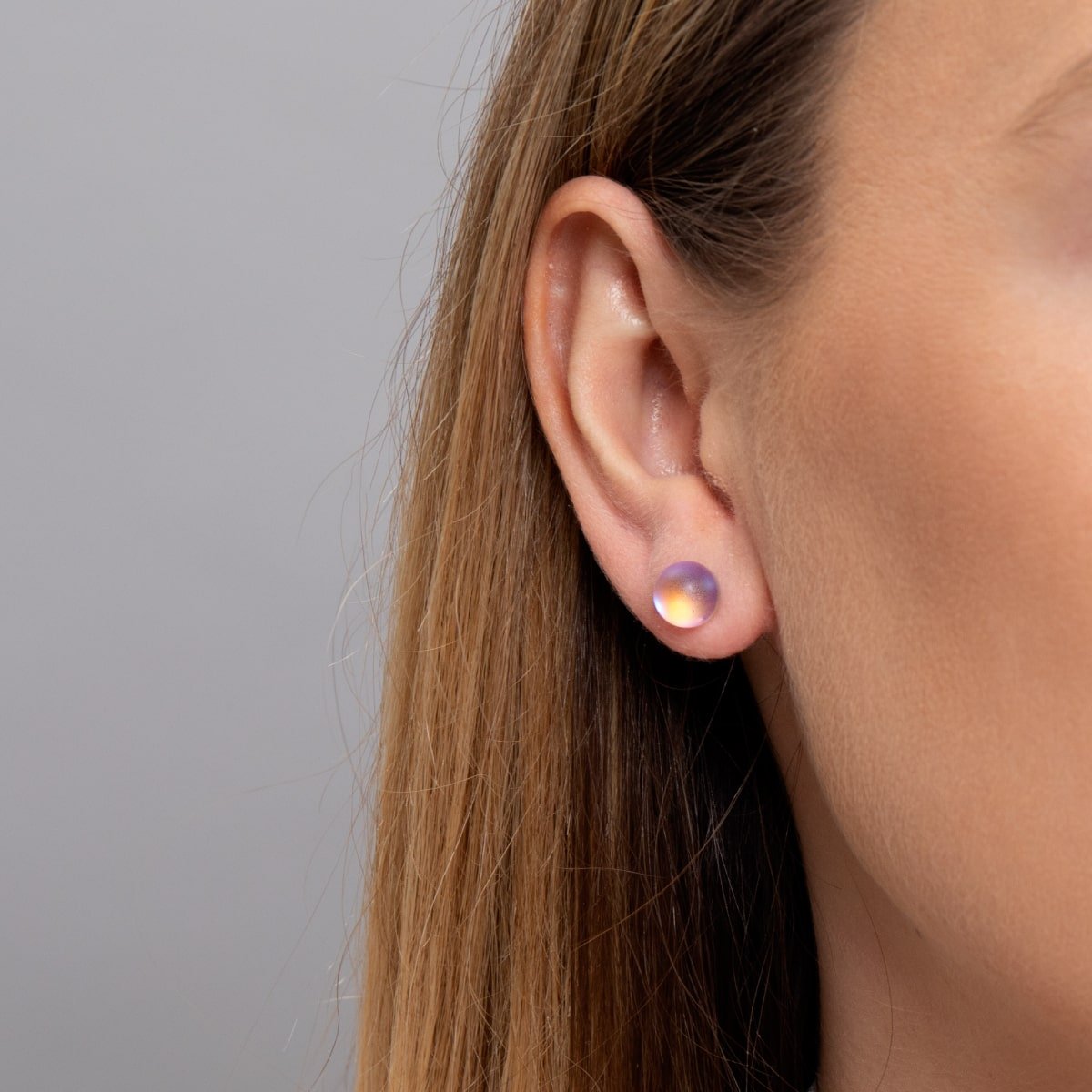 Lavender | .925 Sterling Silver | Mermaid Glass Stud Earrings