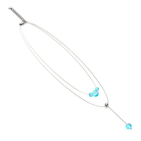 Aquamarine | Silver | Mermaid Glass Cascade Double Pendant