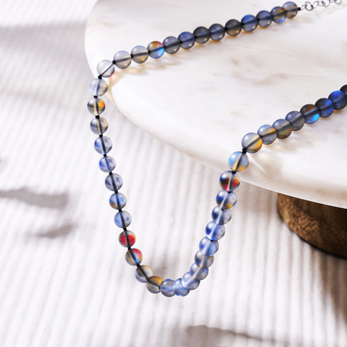 Grey | Silver | Mermaid Glass Knotted Necklace