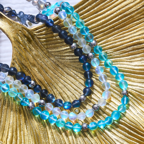 Grey | Silver | Mermaid Glass Statement Necklace