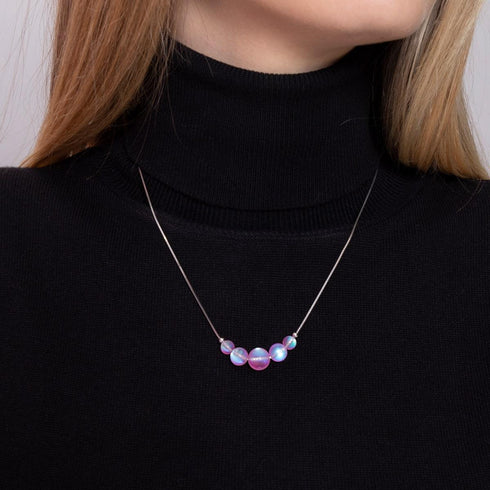 Pink | .925 Sterling Silver | Mermaid Glass Infinity Clasp Necklace