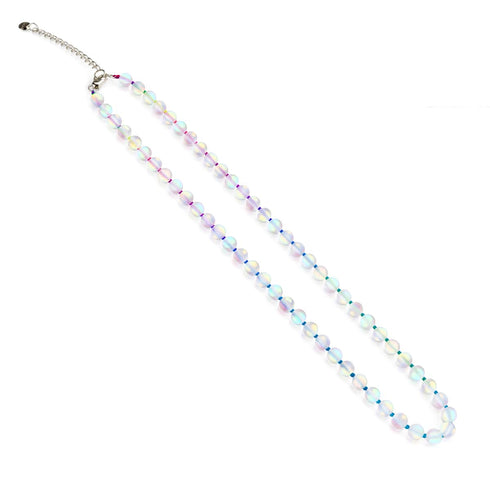 Rainbow White | Silver | Mermaid Glass Knotted Necklace