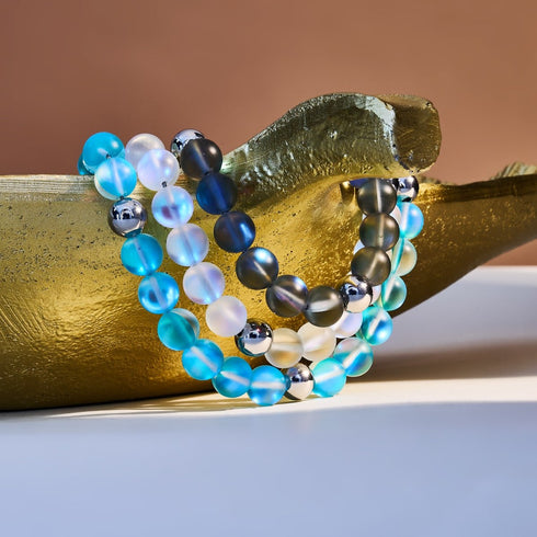 Rainbow White | Silver | Mermaid Glass Statement Necklace