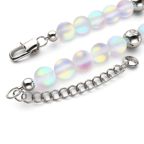 Rainbow White | Silver | Mermaid Glass Statement Necklace