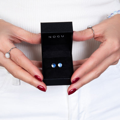 Opal Moonstone | .925 Sterling Silver | Mini Gemstone Stud Earrings