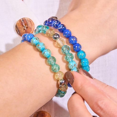 Blue Ombre | .925 Sterling Silver | Firefly Glass Bracelet
