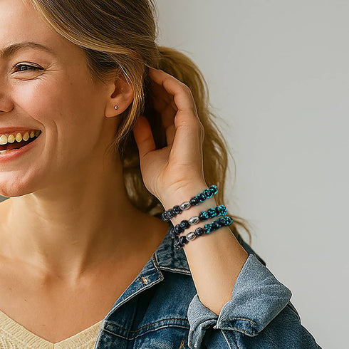 Pitch Black | .925 Sterling Silver | Firefly Glass Bracelet