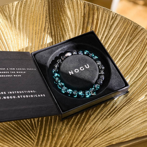 Pitch Black | .925 Sterling Silver | Firefly Glass Bracelet