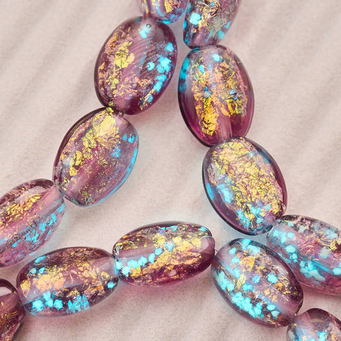 Amethyst Spark | .925 Sterling Silver | Firework Glass Pebble Bracelet