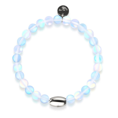 Rainbow White | .925 Sterling Silver | Mermaid Glass Bead Bracelet